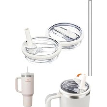 Calperia Sızdırmaz Kapak ve Pipet ile Uyumlu Flip Kapak - Krem Renk