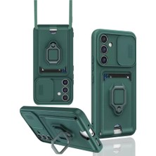 Olinea Galaxy A05S Kılıf Zuma Kartvizitli Yüzüklü Silikon - Yeşil