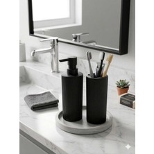 İndecor Houseware Liza Modern Sabunluk ve Diş Fırçalık - 2'li Modern Banyo Seti - Siyah
