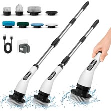 TeknoKapsül SN-26239 9'u 1 Arada Çok Amaçlı Kablosuz Şarjlı Temizlik Fırçası IP67 Yıkanabilir Başlık