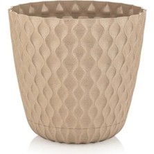 Venüs Saksı, Ağaç Kabuğu Desenli Dekoratif Balkon Saksı 4.70 Lt No4