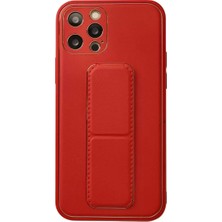 Olinea Iphone 12 Kılıf Coco Deri Standlı Kapak - Kırmızı