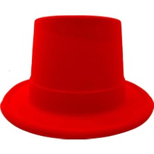 Najmaddin Mey Ithalat® Kırmızı Renk Plastik Nubuk Kadife Kaplama Fötr Şapka 11 cm
