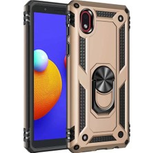 Olinea Galaxy A01 Core Kılıf Sofya Yüzüklü Silikon Kapak - Gold