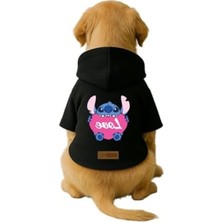 Calperia Baskılı Içi Polarlı Köpek ve Kedi Kıyafeti & Elbisesi - Siyah Renk Kapüşonlu Hoodie B1C8D S