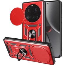 Olinea 15 Kılıf Pars Lens Yüzüklü Silikon - Kırmızı