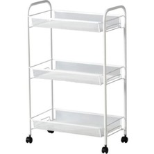 Servis Arabası 26X48X77 cm  Çelik A Kalite Tekerlekli Beyaz
