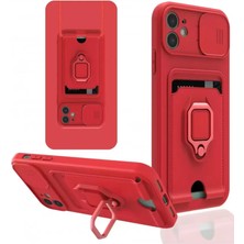 Olinea Iphone 11 Kılıf Zuma Kartvizitli Yüzüklü Silikon - Kırmızı