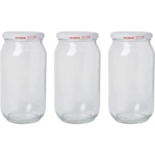 Metal Kapaklı Cam Konserve Kavanozu 3 Adet 1 Litre