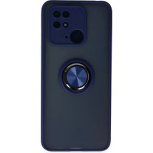 Olinea Redmi 10C Kılıf Montreal Yüzüklü Silikon Kapak - Lacivert