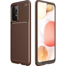Olinea Galaxy A72 Kılıf Auto Focus Karbon Kapak - Kahverengi