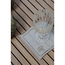 Nakışlı Isviçre Keteni Sunum Örtüsü 15X15CM Gri - 2 Adet
