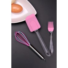 3 Lü Mutfak Takımı Silikon Set Pembe