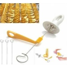 Çubukta Patates Dilimleme Seti Pratik Spiral Şiş 4 Şiş Hediyeli