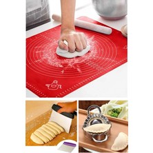 Hamur Açma Matı 45X65 + Mantı Kesme ve Hamur Içi Katlama Seti+ Hamur Kesme Aparatı Spatulası