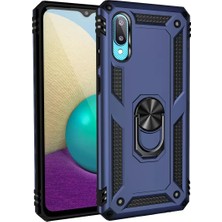 Olinea Galaxy A02 Kılıf Sofya Yüzüklü Silikon Kapak - Lacivert