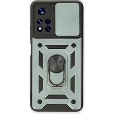 Olinea Redmi Note 11T Kılıf Pars Lens Yüzüklü Silikon - Yeşil