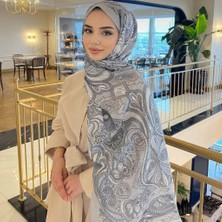 Revam Collection Retro Desen Pamuk Soft Şal Gri