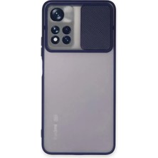 Olinea Redmi Note 11T Kılıf Palm Buzlu Kamera Sürgülü Silikon - Lacivert