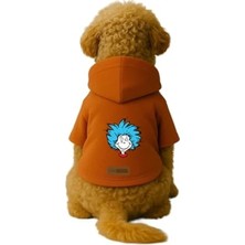Calperia Baskılı Içi Polarlı Köpek ve Kedi Kıyafeti & Elbisesi - Turuncu Renk Kapüşonlu Hoodie B07A6 3xl