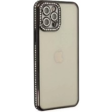 Olinea Iphone 12 Kılıf Joke Taşlı Silikon - Siyah