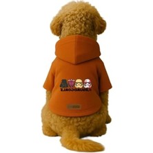 Calperia Baskılı Içi Polarlı Köpek ve Kedi Kıyafeti & Elbisesi - Turuncu Renk Kapüşonlu Hoodie B1F58 M