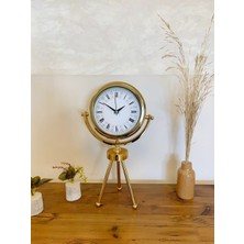 Delta Online Gold Metal Mini Tripod Desenli Roma Rakamı Masa Saati 45×26 cm