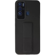 Olinea Tecno Pova Neo Kılıf Mega Standlı Silikon - Siyah