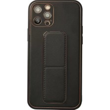 Olinea Iphone 12 Kılıf Coco Deri Standlı Kapak - Siyah