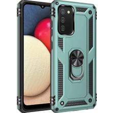 Olinea Galaxy A02S Kılıf Sofya Yüzüklü Silikon Kapak - Yeşil