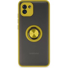 Olinea Galaxy A03 Kılıf Montreal Yüzüklü Silikon Kapak - Sarı
