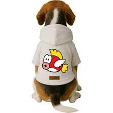 Calperia Baskılı Içi Polarlı Köpek ve Kedi Kıyafeti & Elbisesi - Beyaz Renk Kapüşonlu Hoodie B7F3C L
