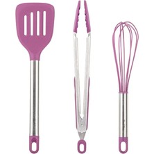 006-01-SILIKON Vişne 3lü Metal Detaylı Büyük Hazırlık Seti