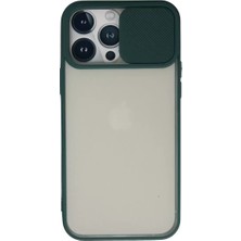 Olinea Iphone 13 Kılıf Palm Buzlu Kamera Sürgülü Silikon - Yeşil