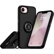 Olinea Iphone 16E Kılıf Montreal Yüzüklü Silikon Kapak - Siyah