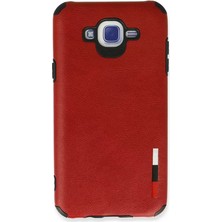 Olinea Galaxy J7 Kılıf Loop Deri Silikon - Kırmızı
