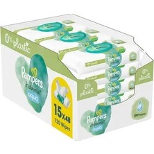 Prima Pampers Harmonie Islak Havlu Mendil Aqua Pure 48 Yaprak 15 Li Set (720 Yaprak) Organik Pamuk