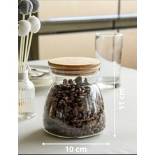 Linanware 2'li Set Bambu Kapak Borosilikat Cam Kavanoz Saklama/depolama Kabı 500ML