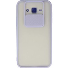 Olinea Galaxy J7 Kılıf Palm Buzlu Kamera Sürgülü Silikon - Lila
