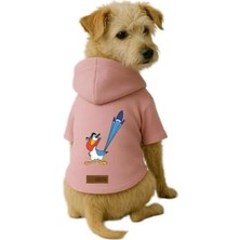 Calperia Baskılı Içi Polarlı Köpek ve Kedi Kıyafeti & Elbisesi - Pembe Renk Kapüşonlu Hoodie B9989 2xl