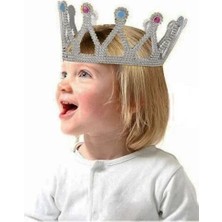 TeknoKapsül Gümüş Renk Çocuk Yetişkin Uyumlu Kraliçe Tacı Prenses Tacı 8X25 cm