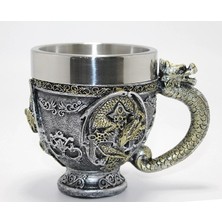 TeknoKapsül 3D Ejderha Figürlü Kabartmalı Paslanmaz Çelik Kupa Bardak ALK4481