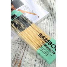 Bambu Chopstick Seti 10 Çift Siyah&beyaz
