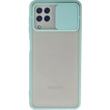 Olinea Galaxy A22 Kılıf Palm Buzlu Kamera Sürgülü Silikon - Turkuaz