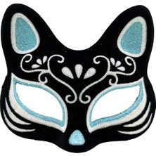 TeknoKapsül Siyah Renk Süet Kaplama Üzeri Gümüş Mi Simli Maskesi 17X14 cm