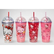 TeknoKapsül Sevimli Hello Kitty Işıklı Pipetli Boncuklu Suluk & Bardak 400 ml ALK3145