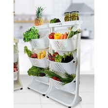 Pembe 4 Katlı Tekerlekli Raf - Mutfak - Banyo Rafı Sebze Rafı No.3