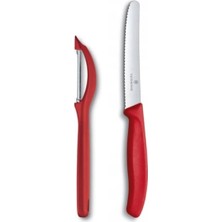 Kırmızı Ikili Set / Yan Soyacak ve 11 cm Bıçak