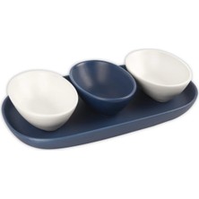 Mavi Beyaz 4lü Servis 32X18CM 14X10X5CM