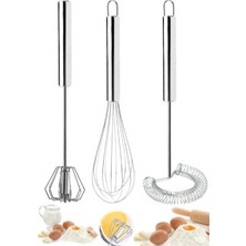 Paslanmaz Çelik Çırpıcı Seti Basçek Mutfak Mikser Karıştırıcı Metal Saplı Yaylı Yumurta Çırpma Teli